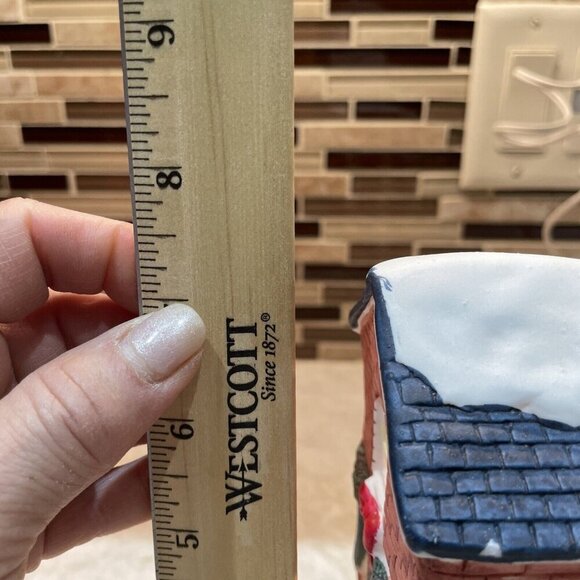 Christmas Village Hotel Barber Shopl Lighted Hand Painted House Porcelain Caldor - Picture 9 of 14